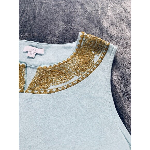 J. Jill Tank Top Women's Size XS Mint Green Gold Embroidered Sleeveless Boho - Picture 6 of 14